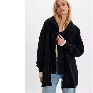 Free People Lined Hoodie Womens Size S Black One Cedar Faux Fur NWT